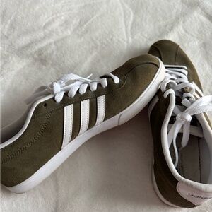 Adidas Khaki and White Sneakers